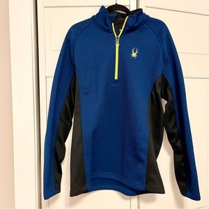 NWOT Spyder Men's Outbound Half-Zip Jacket Sweater Pull-Over Waffle-Knit Blue XL
